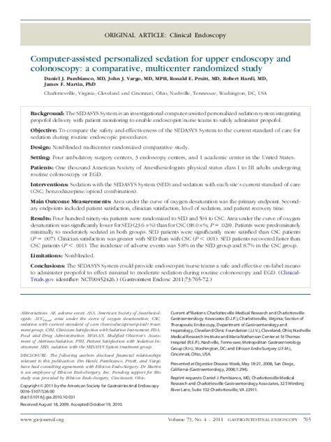 (PDF) Computer-assisted personalized sedation for upper endoscopy and ...