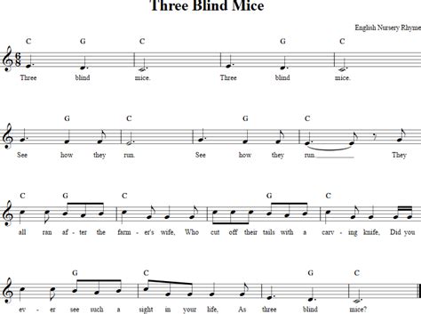 Three Blind Mice | Recorder Sheet Music