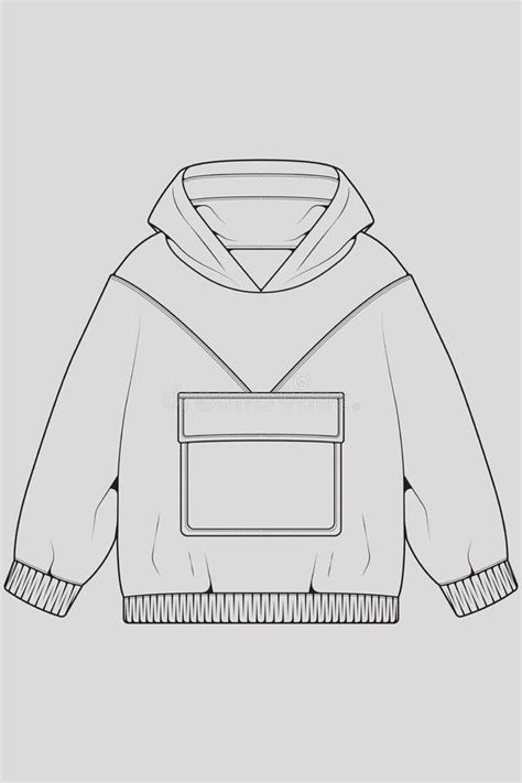 Hoodie Oversized Outline Drawing Vector Hoodie Oversized In A Sketch