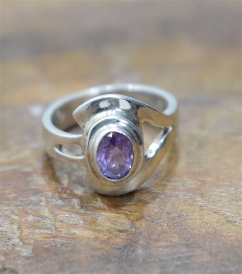 Ring Sterling Silver Amethyst Stone Ring