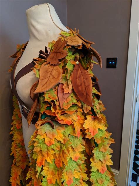 Autumn Cloak With Leather Leaf And Fungi Details Etsy Fantasie