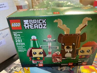 LEGO 40353 Brickheadz Reindeer Elf And Elfie Christmas Box Damage New