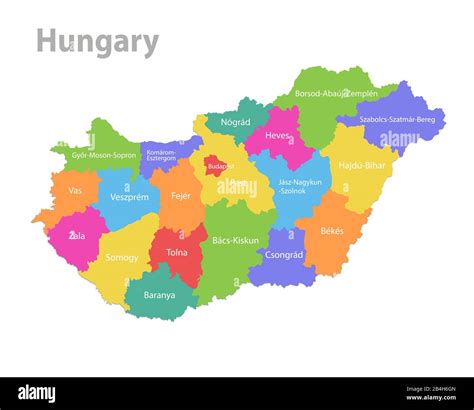 Mapa de Hungría división administrativa estados individuales