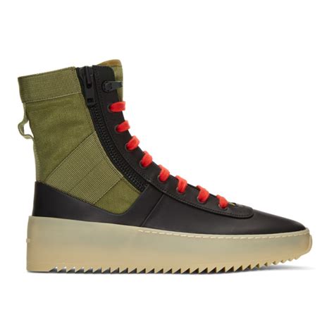 Fear Of God Black And Green Jungle High Top Sneakers Fear Of God