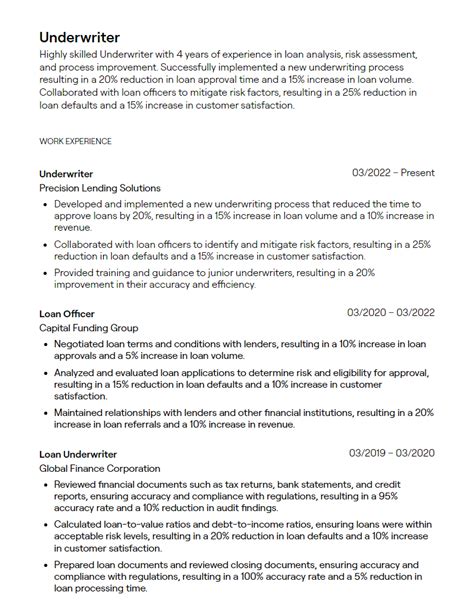 2023 Senior Underwriter Resume Example Guidance Tealhq