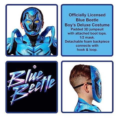 Rubie's Boy's DC Deluxe Blue Beetle Costume Jumpsuit and Mask, As Shown ...