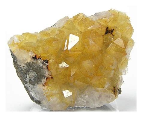 Yellow Citrine Colored Quartz Crystal Cluster All Natural Hematite