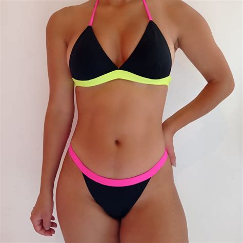 Envizi Moda Praia Biquíni Neon Cores