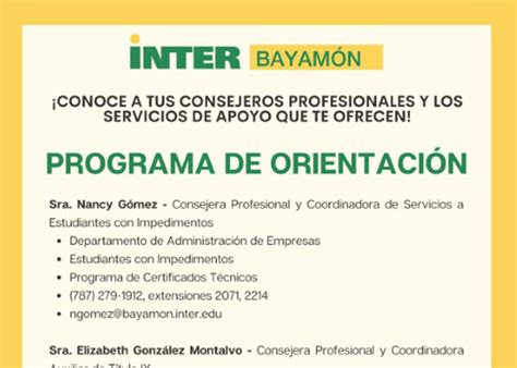 ¡CONOCE A TUS CONSEJEROS PROFESIONALES Y LOS SERVICIOS DE APOYO QUE TE ...