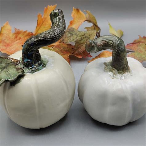 White Ceramic Pumpkin Etsy