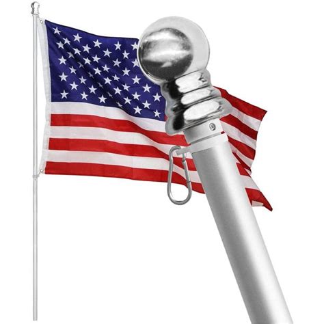 Tangle Free Spinning Flag Pole Aluminum Ft Two Piece Design Durable