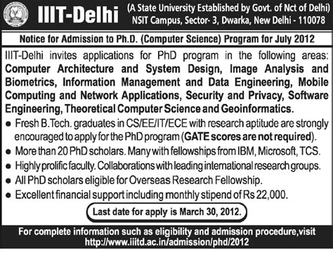 B.Tech(CSE&ECE) and PhD Admissions@ IIIT Delhi - EenaduEducation ...