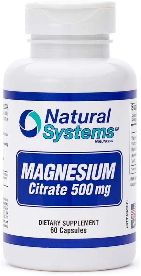 Amazon Magnesium Citrate 500mg 60 Capsules By Natural Systems