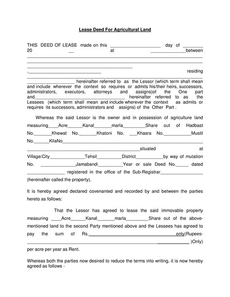 Agricultural Land Lease Agreement Templates At