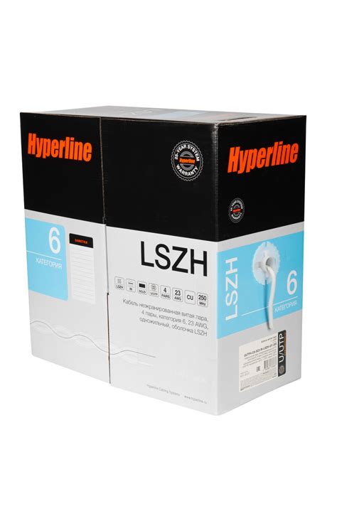 Hyperline UUTP4-C6-S23-IN-LSZH-GY-305 (305 м) Кабель витая пара ...