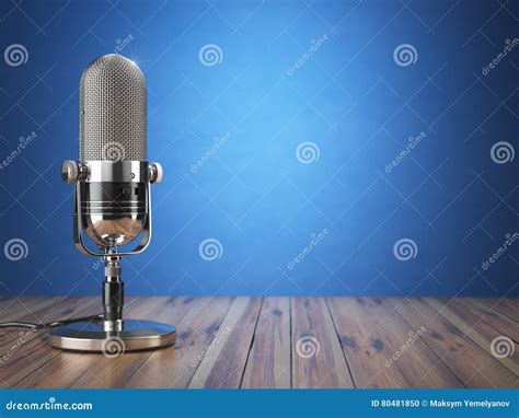 Retro Old Microphone Radio Show Or Audio Podcast Concept Vintage