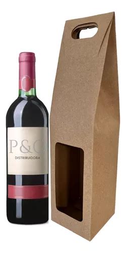 Kit 50 Caixa Kraft Visor Para Garrafa De Vinho Presente Frete grátis