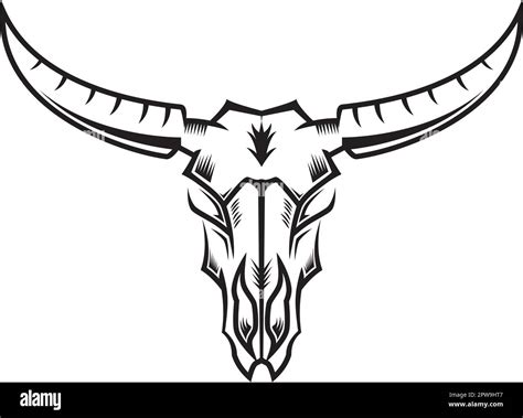 Bull Skull Illustration With Silhouette Style Stock Vector Image And Art