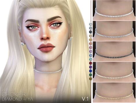 Pralinesims Diamond 4 Ya Choker Set Sims 4 Piercings Chokers Sims 4