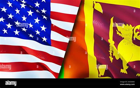 United States And Sri Lanka Flags 3d Waving Flag Design United States