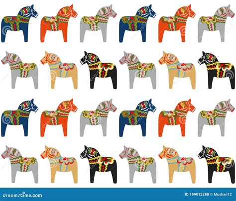 Dala Horse With Swedish Flag Cartoon Vector | CartoonDealer.com #57864561