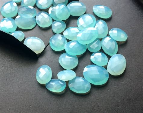 Mm Aqua Chalcedon Facettierte Steine Aqua Chalcedon Double Side