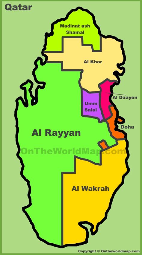 Administrative Divisions Map Of Qatar Municipalities Of Qatar