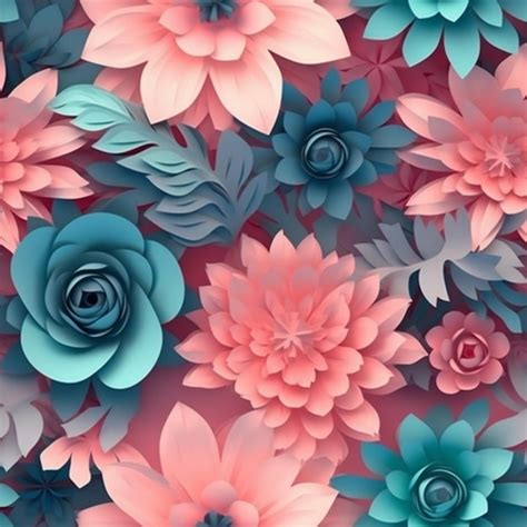 Premium Photo Pink And Blue Flowers Wallpaper For Iphone And Android