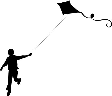 Boy Flying Kite Minus Ground Silhouette - Openclipart