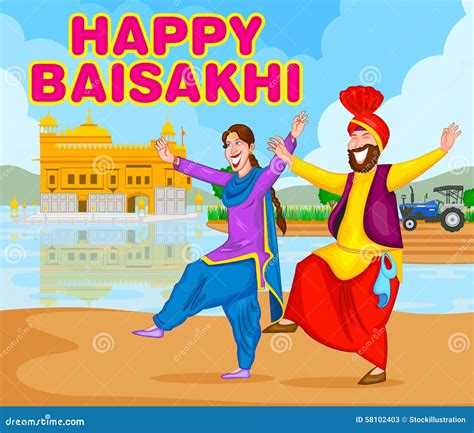 Sikh Doing Bhangra Folk Dance Of Punjab India Stock Vector