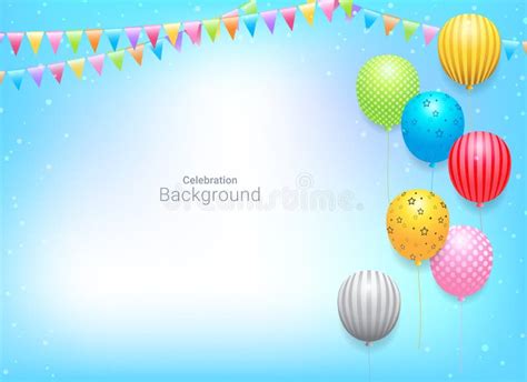 Bannerkartenrahmenvorlage Zum Geburtstag Mit Bunten Ballons Vektor