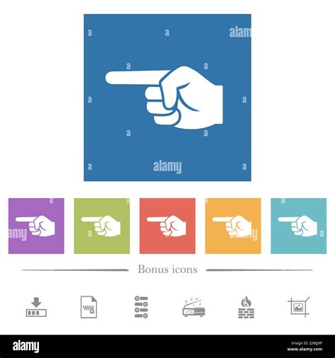 Mano Que Apunta A La Izquierda Iconos Blancos Y Planos En Fondos