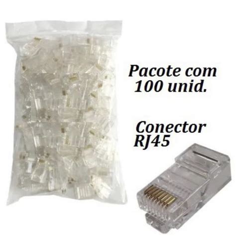 Kit Conector Rj Utp Cat E Banho De Ouro Cabo De Rede Lan Plug