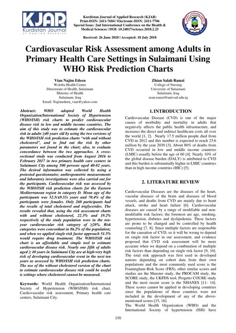 Pdf Cardiovascular Risk Assessment Among Adults In Primary Health