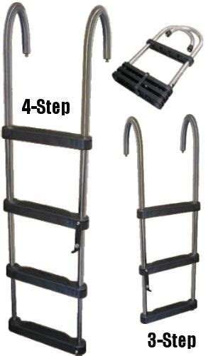 Yxx Folding 3 Step Marine Pontoon Boat Ladder Stainless Steel