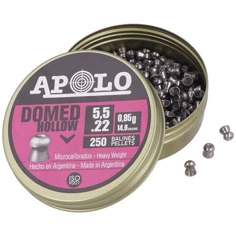 Apolo Domed Hollow 2255mm Airgun Pellets 250 Pcs 095g146gr