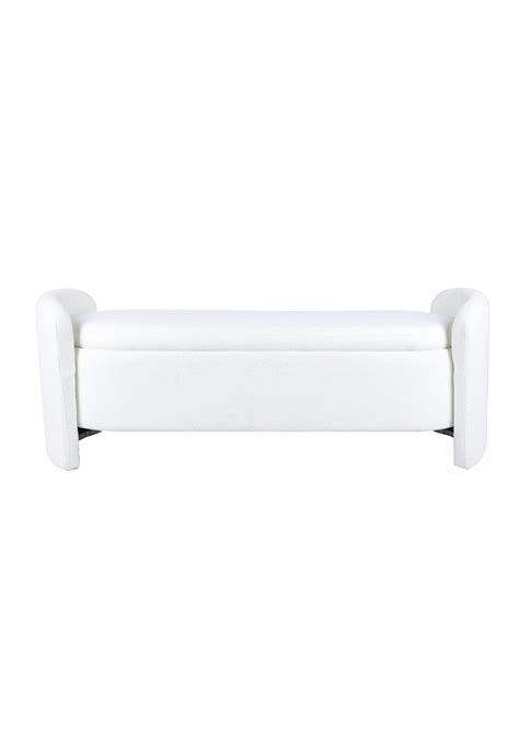 George Collective Long Storage Bench 140cm White Boucle Onceit