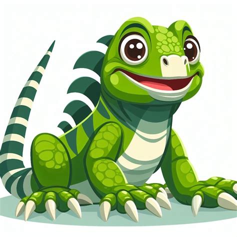 Premium Vector Cute Iguana Vector Cartoon Illustration