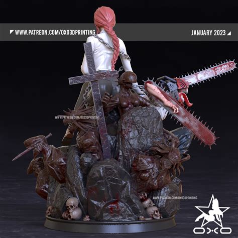 3D File Makima And Denji Diorama From Chainsaw Man 3D Print Design To