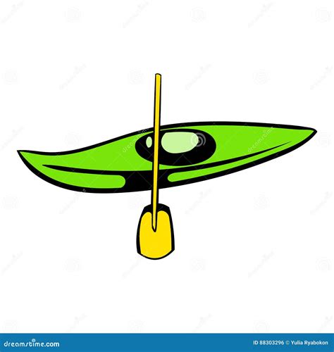 Canoe With Paddle Icon Icon Cartoon Vector Illustration