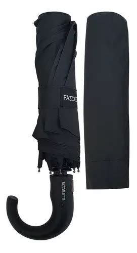 Guarda Chuva Automatico Cabo Curvo Masculino Fazzoletti Cor Preto