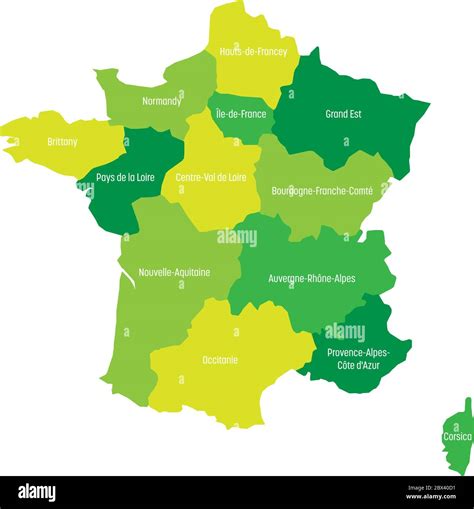 Map Of France Divided Into Administrative Metropolitan Regions