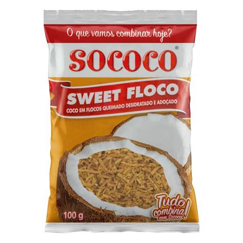 Coco Ralado Desidratado Adoçado em Flocos Queimado Sococo Sweet Floco