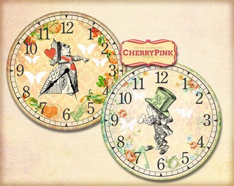 Alice In Wonderland Clock Printable Wonderland Clock Etsy Uk Alice In Wonderland Clocks