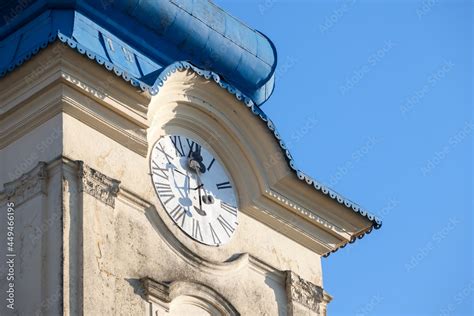 Close Up On Church Clocktower Steeple Of The Serbian Orthodox Church Of