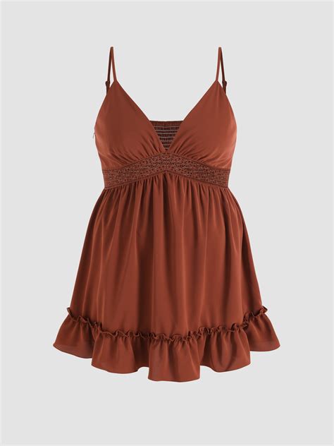 Hollow Out Ruffle Mini Dress Curve And Plus For Vacation