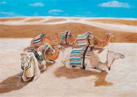 Camel Art Camel In Desert Ethnic Art African Hindu Gold Camel Oil