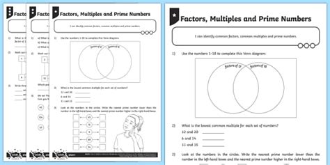 Ks2 Common Factors Multiples And Prime Numbers Worksheets