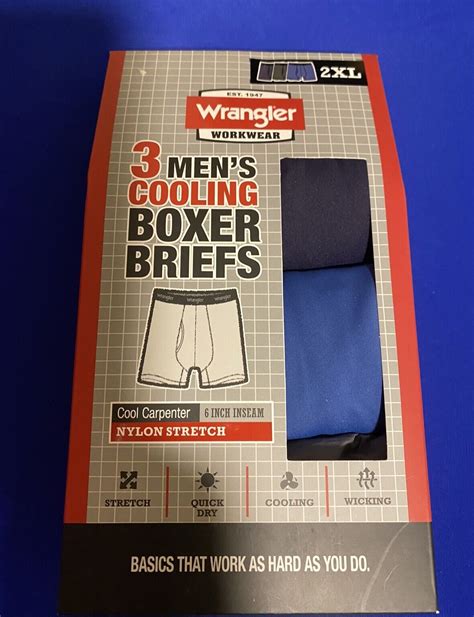 Wrangler Men S Pack Cooling Boxer Briefs Nylon Stretch Workwear Size