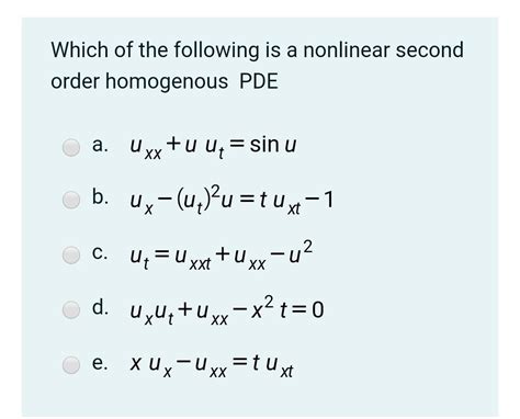 Solved Which Of The Following Is A Nonlinear Second Order